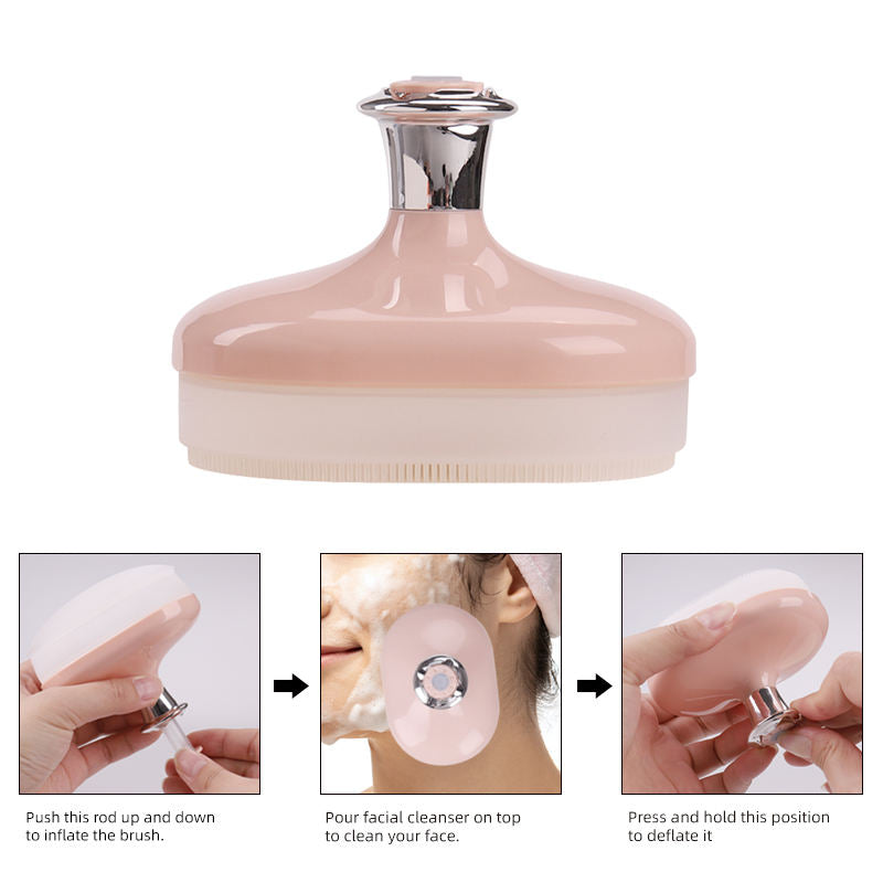 LOHAS Air-pumping Cushion Acne Blackheads Pore Cleanser Soft Silicone Facial Clean Face Cleansing Brush